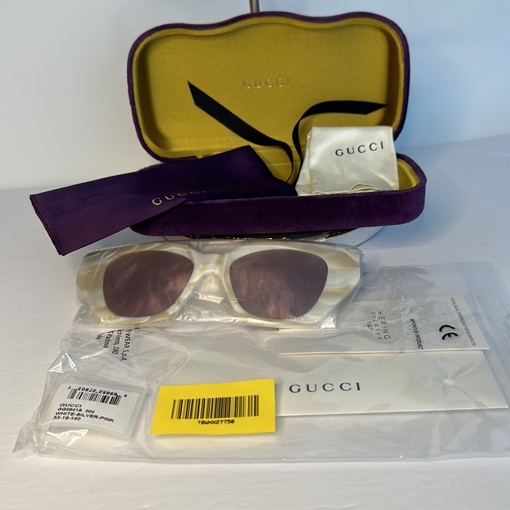 New -Gucci Silver ivory Crystal Cat Eye RunwayGg0641 Su… - Picture 14 of 15